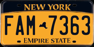 NY license plate FAM7363