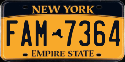 NY license plate FAM7364