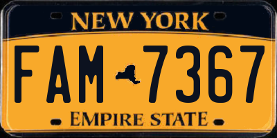 NY license plate FAM7367