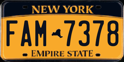 NY license plate FAM7378