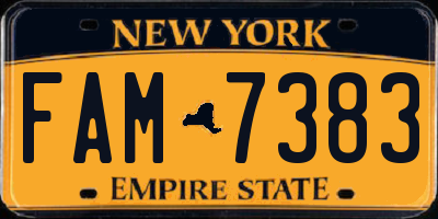 NY license plate FAM7383