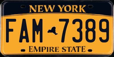 NY license plate FAM7389