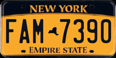NY license plate FAM7390