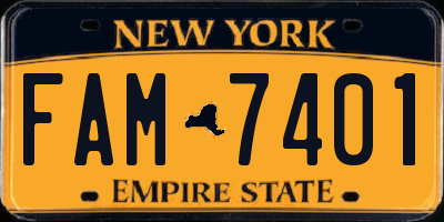 NY license plate FAM7401