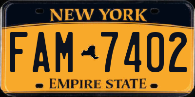 NY license plate FAM7402