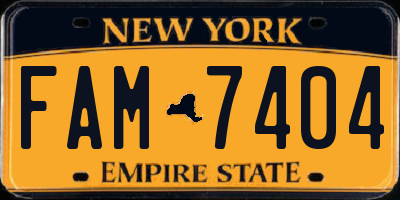 NY license plate FAM7404