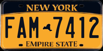 NY license plate FAM7412