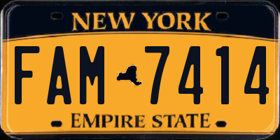 NY license plate FAM7414