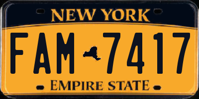NY license plate FAM7417