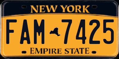 NY license plate FAM7425