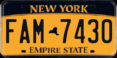 NY license plate FAM7430