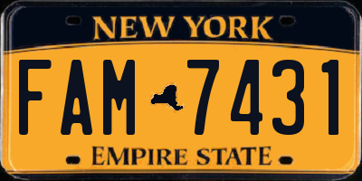 NY license plate FAM7431