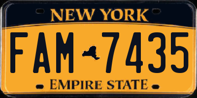 NY license plate FAM7435