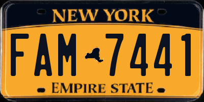 NY license plate FAM7441