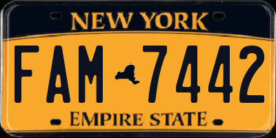 NY license plate FAM7442