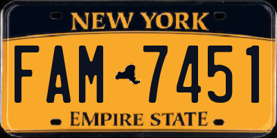 NY license plate FAM7451