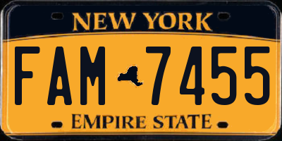 NY license plate FAM7455