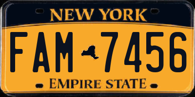 NY license plate FAM7456
