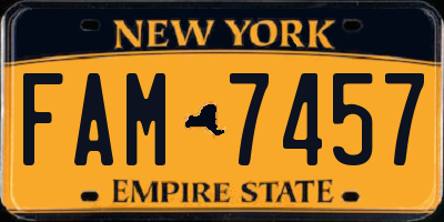 NY license plate FAM7457