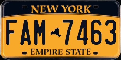 NY license plate FAM7463