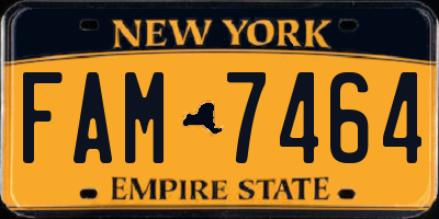 NY license plate FAM7464