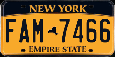 NY license plate FAM7466