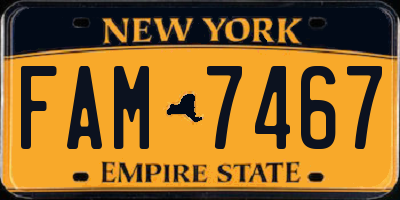 NY license plate FAM7467