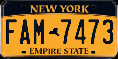 NY license plate FAM7473