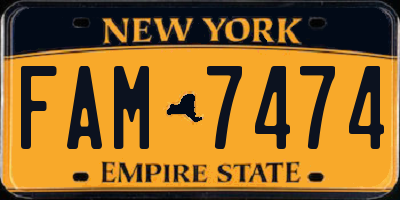 NY license plate FAM7474