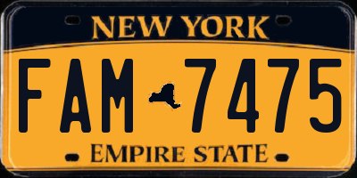 NY license plate FAM7475