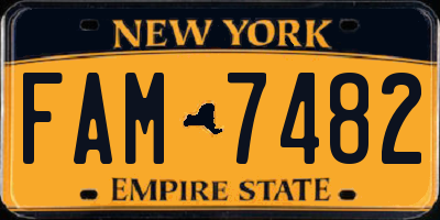 NY license plate FAM7482