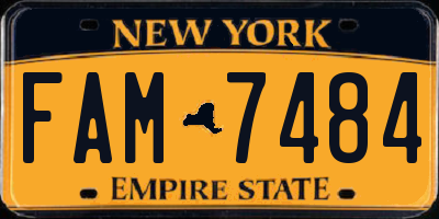 NY license plate FAM7484