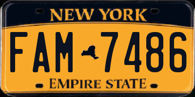 NY license plate FAM7486