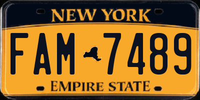 NY license plate FAM7489