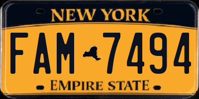NY license plate FAM7494