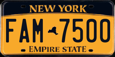 NY license plate FAM7500