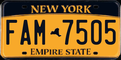 NY license plate FAM7505