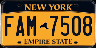 NY license plate FAM7508