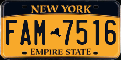 NY license plate FAM7516