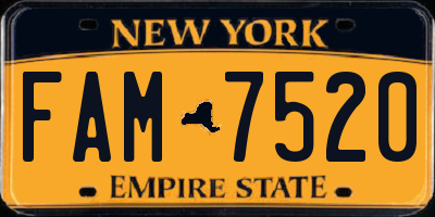 NY license plate FAM7520