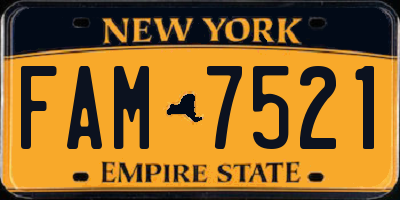 NY license plate FAM7521