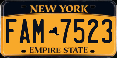 NY license plate FAM7523