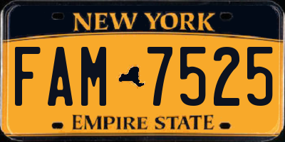 NY license plate FAM7525