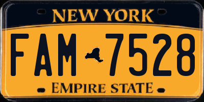 NY license plate FAM7528
