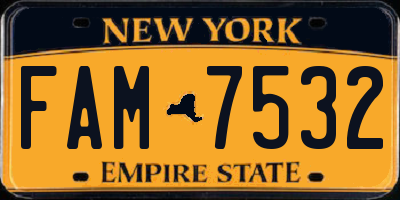 NY license plate FAM7532