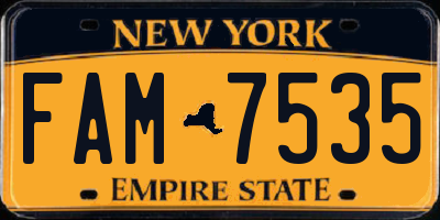 NY license plate FAM7535