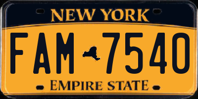 NY license plate FAM7540