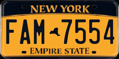 NY license plate FAM7554