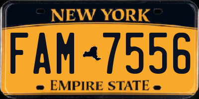 NY license plate FAM7556