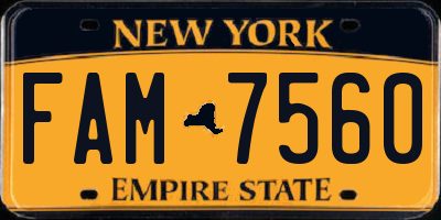 NY license plate FAM7560